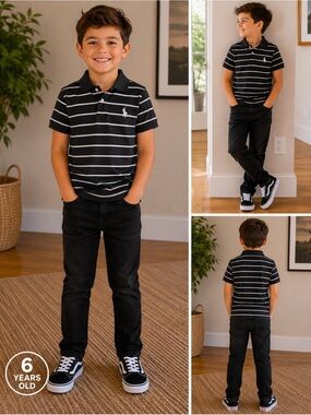Polo by Ralph Lauren Black & White Striped Kids Polo